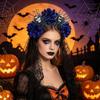 Dark Purple Skull Headband Lace Veil Gothic Hairband Stylish Skull Headwear  Halloween Party