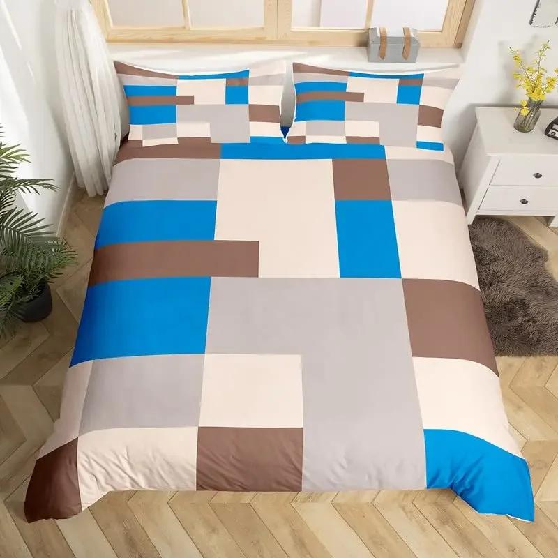 Comforter Geometric Single King Buffalo Check Comforter Modern Art Plaid Bedding Set Microfiber Geometry