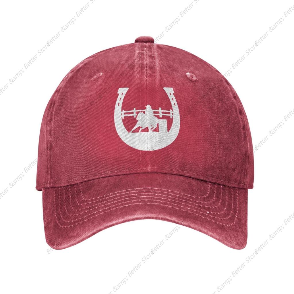 A-Hufeisenhut Gewaschener Denim Baseballkappe Verstellbar Rot Papa Trucker Hüte Sport für Männer Frauen