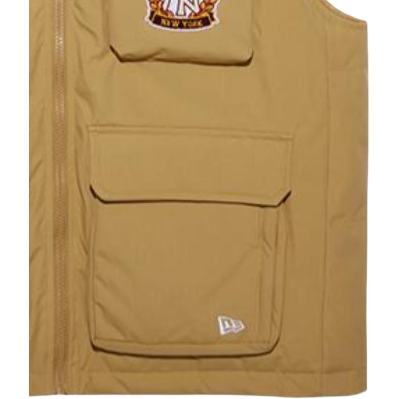 New Era MLB Solid Color Casual Logo Stand Collar Zip Vest Men vest Brown 13350840
