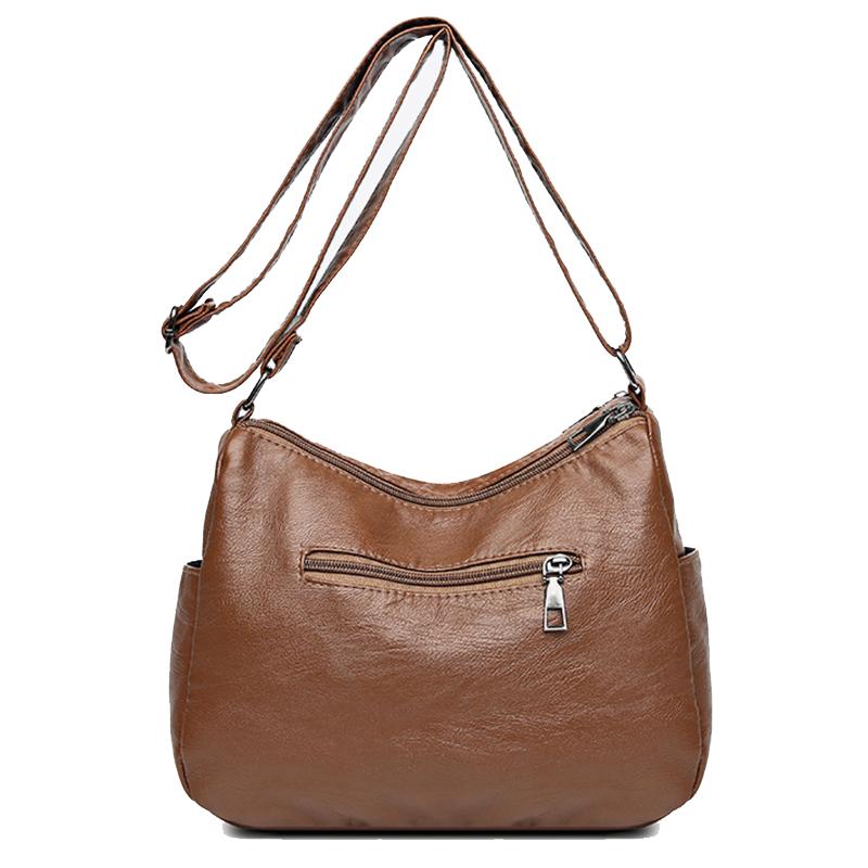 Přeshraniční módní a lehká kabelka pro ženy středního věku s velkou kapacitou, vícevrstvá kabelka přes rameno z měkké kůže s texturou