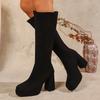 Winter Slimming Plus-size High-heeled Fashion Boots 2025 New Thick-heeled High-top Boots for Women