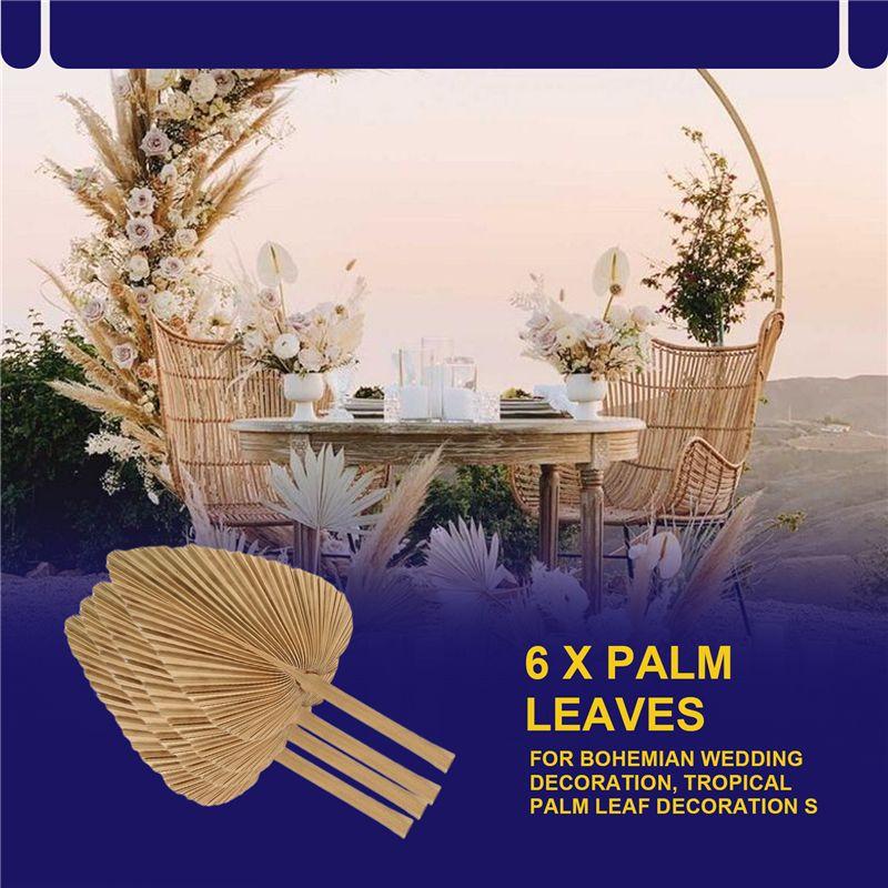 Versatile 6PCS Dried Palm Leaves Natural Dried Palm Fans,Large Palm Spear For Boho Wedding Decor,Tropical Palm Leaves Decoration