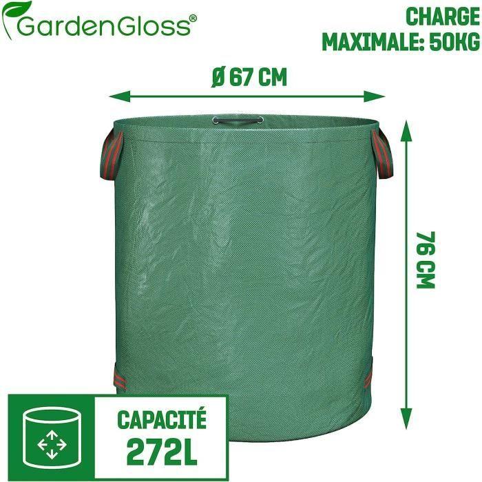 Sacs à déchets de jardin - R[44] - 272L - Hydrofuge - Poignées et double fond (pack 2)