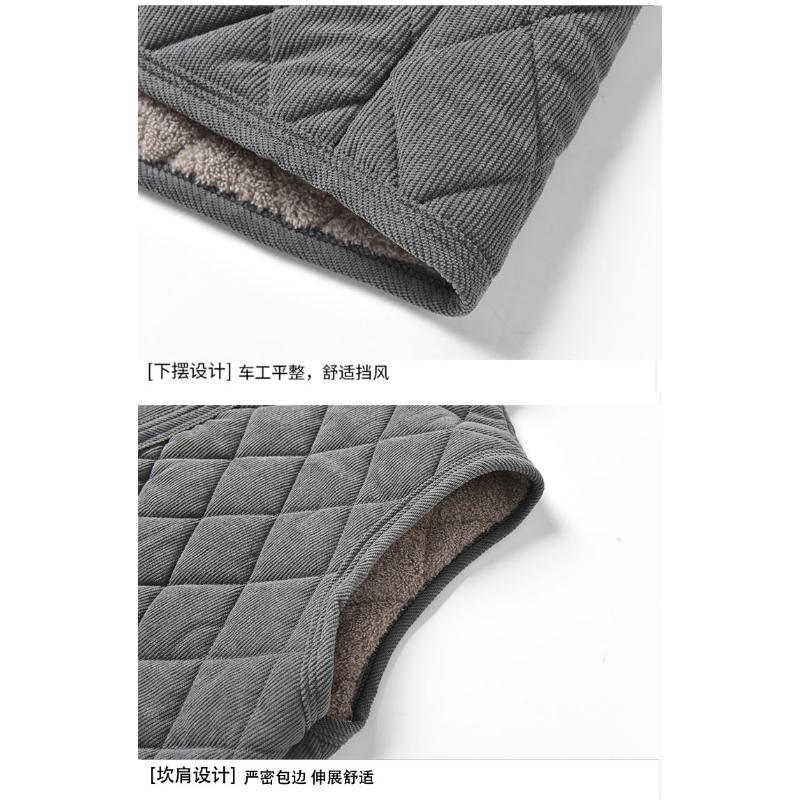 Solid Color Zipper Cardigan Pocket Stand Collar Plaid Sleeveless Men's Vest Casual Top