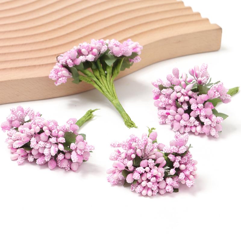 12 STK/Parti Kunstig Blomst Små Bær Pollenbærer Stilk av Ståltråd/Bryllupsblader DIY Krans Roser Kunstig Blomst