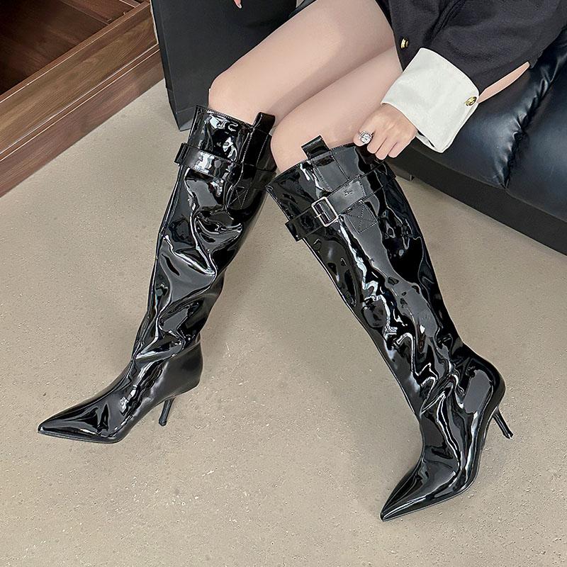 Fashion Fashion Pointed Toe Women Knee High Modern Boots With Thin Heels Shoes Party Ladies Long Chelsea Boots Female Pumps Shoes Lady
