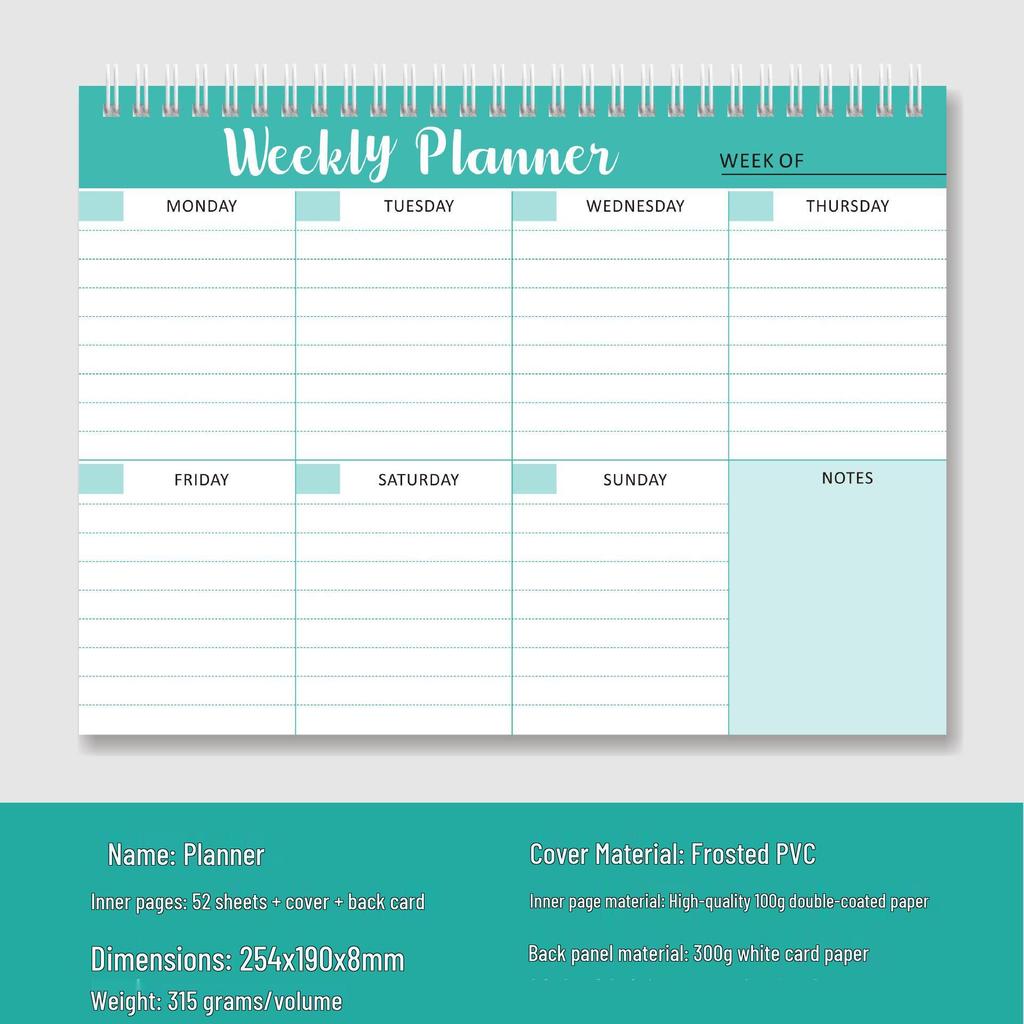 Simple Weekly Planner: Spiral-Bound Sticky Note Pad for Daily Planning