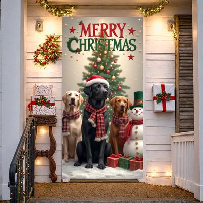 Holiday Decoration Gift Boxes Seasonal Banner Christmas Banner Cheerful Expression Santa Claus Banner For Family Gathering