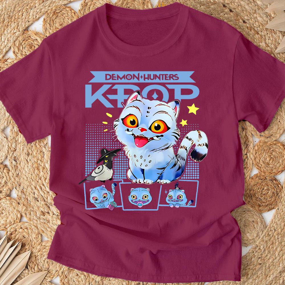Kpop Demon Hunter HD Tiger Print T-Shirt - 100% Cotton Breathable Summer Tee for Men & Women  Soft Round Neck Casual Top
