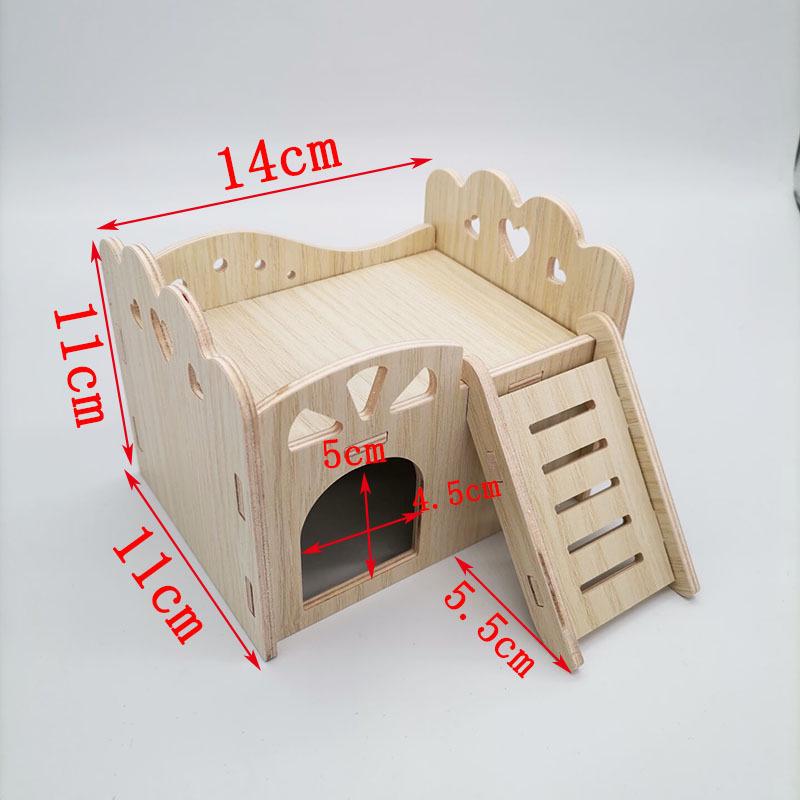 Solid Wood Double-Layer Hamster House with Swing & Seesaw