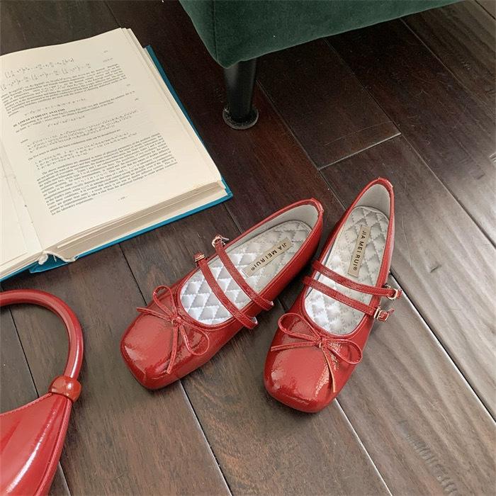 Women s Square Toe Ankle Strap Bowknot Spring French Style Vintage Style Pumps - Fashionable Footwear 35