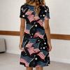 Women Casual Short Sleeve Dress Button Front V Neck Loose Fit Above Knee Dress with Pockets Lightweight Summer Dress