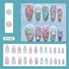 Instants Glamours 24PCS False Nail Set Featuring 3D Seashells Rhinestones Artwork Gradient Holographics Finish Reusable Press On Nail Multi Sizes