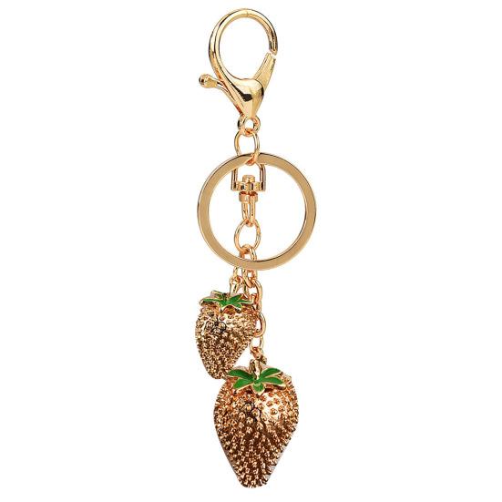 

Keychain Pendant Strawberry Shape Rhinestone Inlay Key Holder with Lobster Clasp Compact Lightweight Bag Charm Car Accessory золотистий