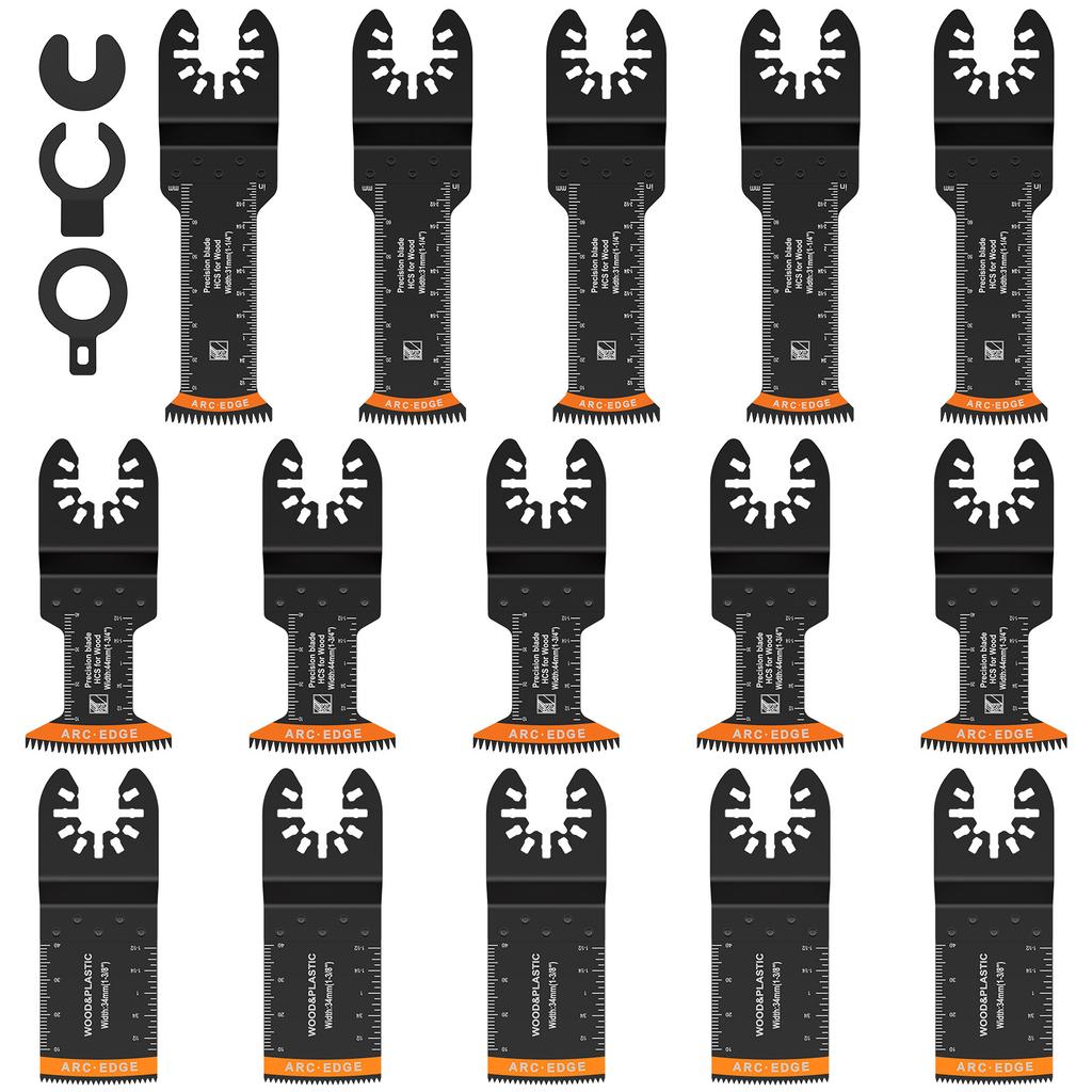 12/15Pcs Oscillating Saw Blades Bi-Metal Arc Edge Multitool Blades Sharp Wear Resistant Oscillating Blades Fast Cutting Saw Blad