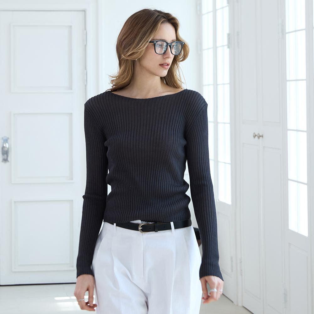 KELLY DONAHUE Soft Ribbed Round Knit Gray