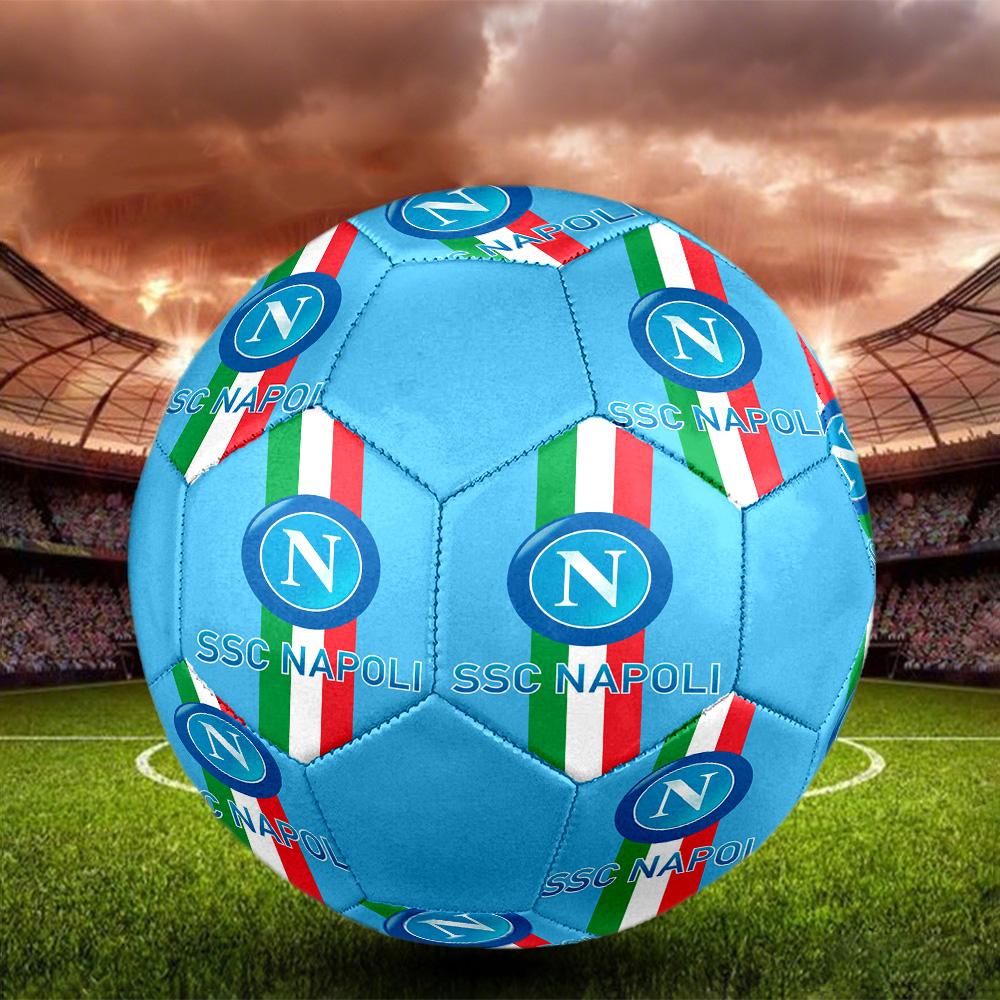 Pallone Calcio a 5 Napoli FC Colorato Per Tutte le Età Misura 5 Cucito a Macchina PVC Pronto per la Competizione Resistente Alto Rimbalzo