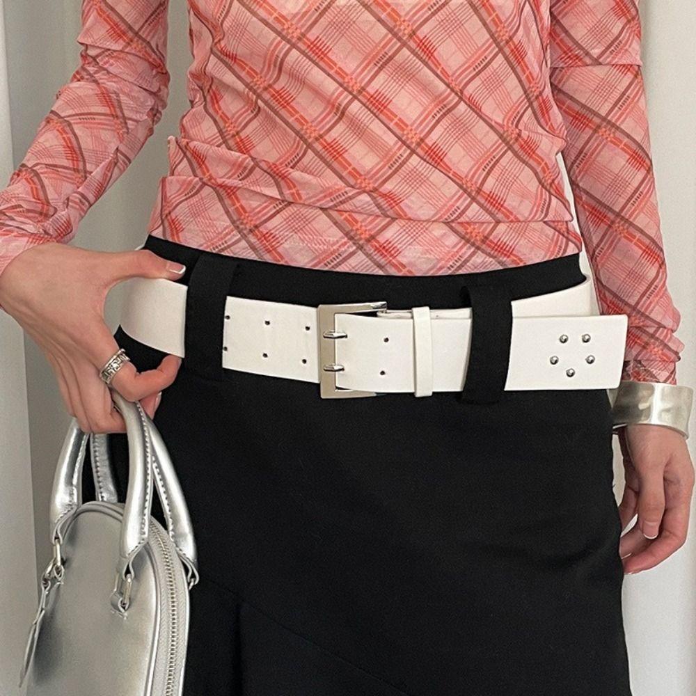 Korean Wide Waist Belt Black White Dress Jeans Belt Ins Style Women's Belt  Streetwear