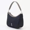 Isaac Twill Nylon Curved Shoulder Bag, Size S, 2004701, Navy (66)