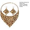2Pcs/Set Women Necklace Earrings Set Leopard Print Sparkling Sequins Necklace Hook Earrings Set Jewelry Gift