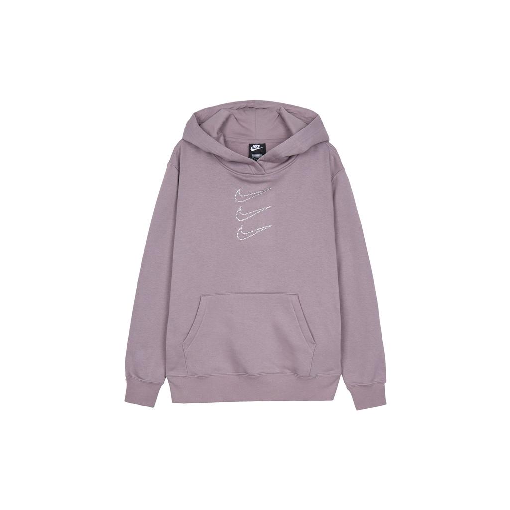 Nike Casual Sport Loose Fleece-Lined Pullover Hoodie Women Tops Purple DH1412-580