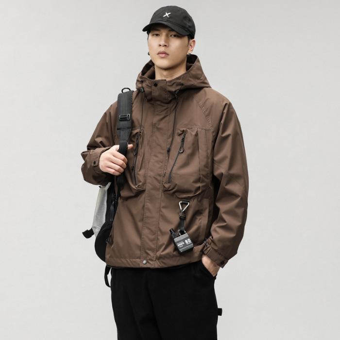 Black Hooded Jacket Men'S Loose Large Size Tooling Men'S Casual Jacket Jacket Top Trendy Brand