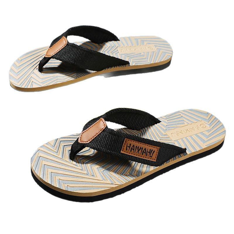 2025 spring new non-slip wear-resistant breathable fashion webbing flip-flops men's shoes color matching shoes