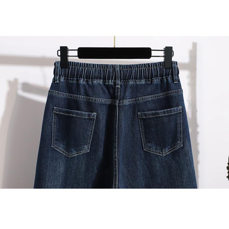 DIMANAF 2026 Autunno Inverno Nuovi Jeans in Denim Elasticizzati a Vita Alta da Donna Pantaloni Lunghi Casual Larghi da Donna Blu