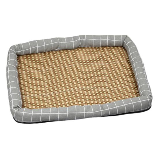 Pet Cooling Mat Summer Cooling Dog Bed Mat Washable Cooling Rattan Mat with Raised Edge Non-slip Bottom for Cats And Dogs