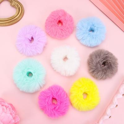 Girls Hair Accessories Fur Hair Scrunchies Ponytail Holders Elastic Hair Bands Pom Pom Hair Tie