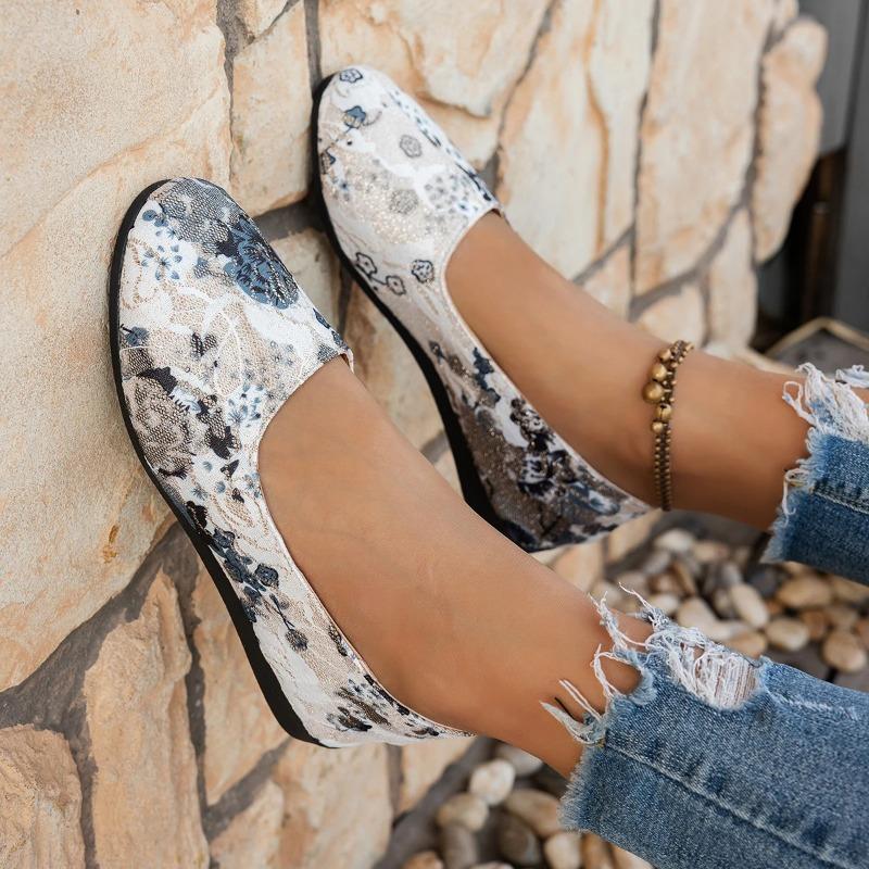 Round-toe ballet-style flat shoes, stylish, elegant, versatile slip-on shallow-mouth pumps