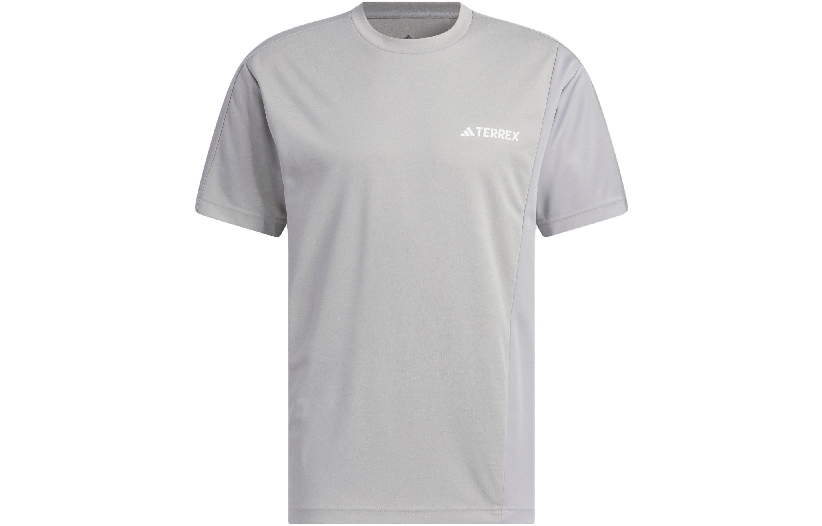 Adidas T Shirts Unisex Medium Heather Gray Crew Neck Moderate Straight Fit IC4428 S