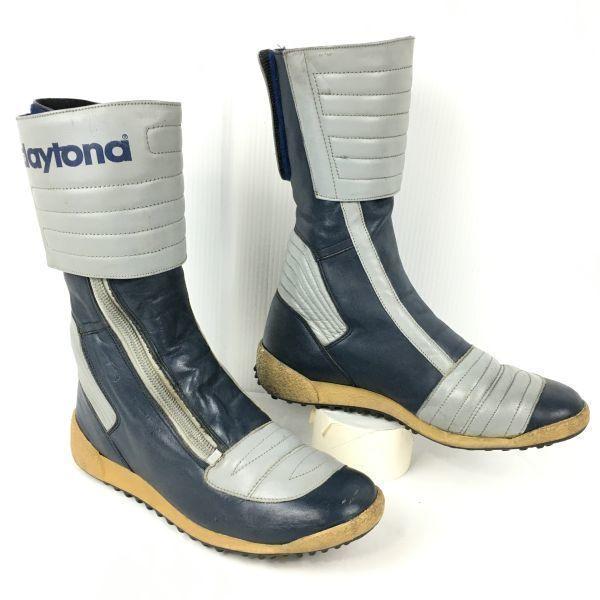 

Daytona Vintage Leather Riding Motorcycle Boots Size 40 (Approx. 25.0cm) Gray×Navy Boots/Bike