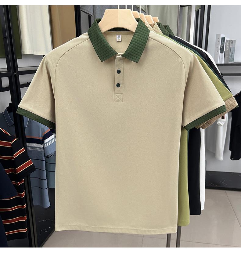 Men'S Lapel Short Sleeve Polo Shirt T-Shirt Short Sleeve High End Lapel Company Men'S Culture Top