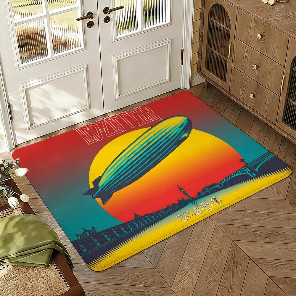 Led Zep-pelin Floor Mat Soft Thickened Absorbent Non-Slip Bedroom Living Room Door Mat Home Decor Flannel Rugs