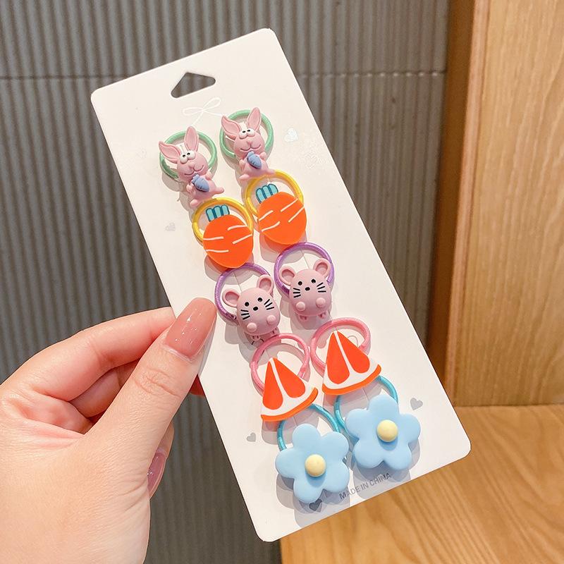 10-30PCS/Set, Cute Cartoon Animals, Hair Bands, Girls, Elastic Rubber Band, Headwear, Hair Accessories