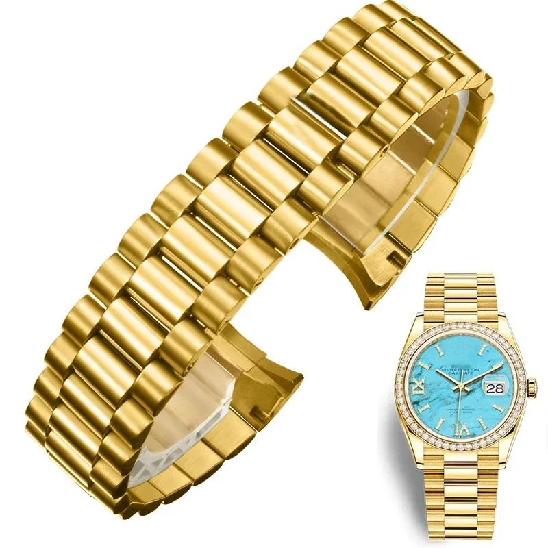 Accesorios de Acero Inoxidable Sólido para Relojes Correa de 20 mm 21 mm Para Rolex DATEJUST DAY-DATE OYSTERPERTUAL DATE Correas de Reloj Plateadas para Hombre