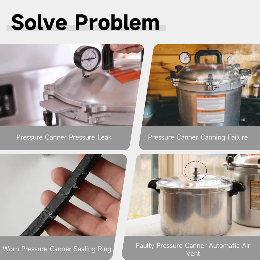 Pressure Canner Sealing Ring Safety Plug Pack Compatible with Presto Replace#: 09905 Includes Automatic Air Vent & Overpressure Plug