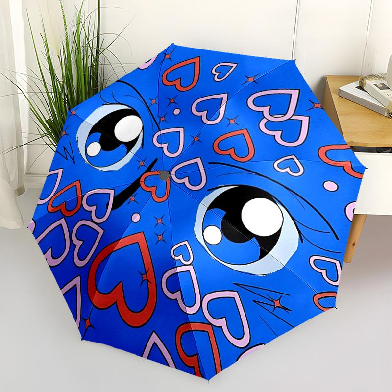 1pc Heart Eyes Automatic Open/close Folding Umbrella, Compact Portable Travel Umbrella, Perfect Birthday/Christmas Yy250806235