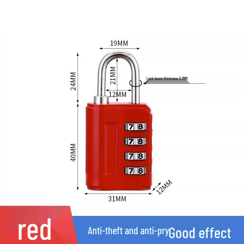 Zinc Alloy 4-Digit Anti-theft Password Padlock for Suitcase, Gym Locker, or Door Lock