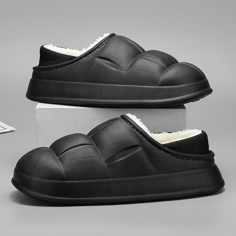 

Непромокаемые хлопковые тапочки, мужские осенние и зимние противоскользящие домашние тапочки, теплая плюшевая хлопковая обувь 44 чёрный