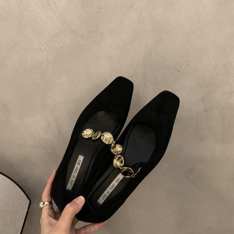 

French thick heel single shoes for women 2025 spring and autumn new evening shoes soft-soled ballet shoes with Mary Jane shoes for women 40