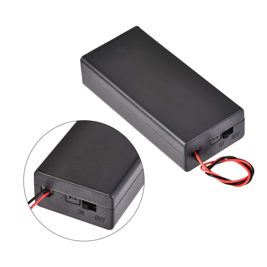uxcell Case Saving Box 2 Slots x 3.7V 2-Wire Lead On/Off Switch Cover for 2 x Batteries 5pcs