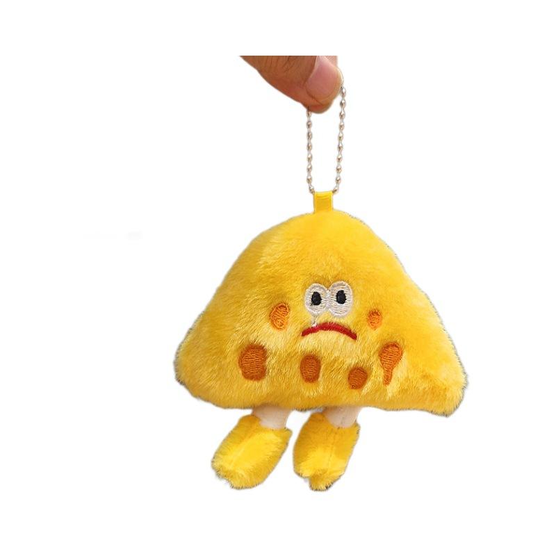 Funny Cheese Plush Pendant Japanese Cute Food Expression Slice Toy Bag Hanging Decoration