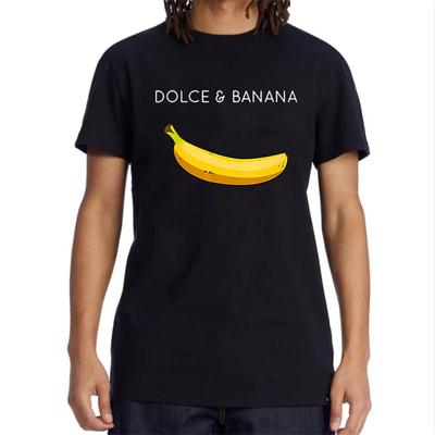 Sommermode Dolce Banana Print Damen T-Shirts Lässige atmungsaktive Oberteile Übergroßes Baumwoll-T-Shirt Kurzarm-Oberteil