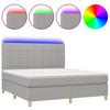 Box Spring Bed with Mattress & LED Lights Light Grey 160x200 cm Fabric