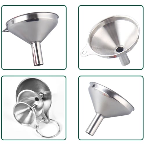 3-Piece Stainless Steel Funnel Set: Wide-Mouth Funnel, Mini Funnel, for Oil, Vinegar, Sake, Spices, Oil Cans, Oil Bottles, Pouring Tools, 3 Sizes, Wid