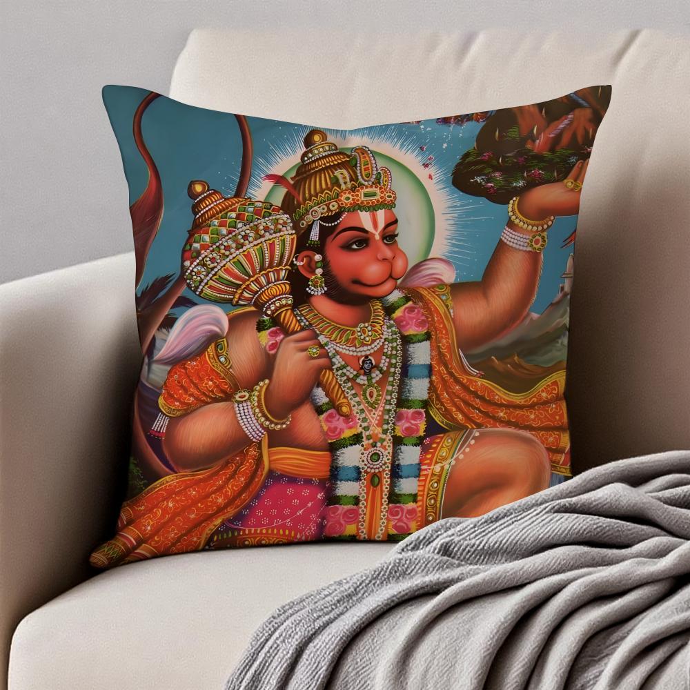 Classical traditional HHanuman Cushion Cover Pillowcase Antidustmite Invisible Zipper Short Plush Sofa Cushion