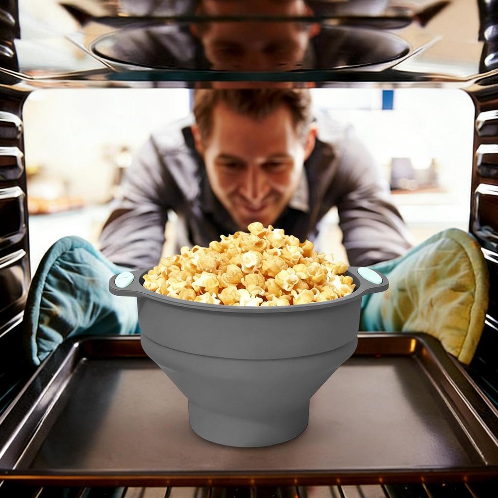 Popcorn Maker Microwave Silicone Foldable Kitchen Supplies Popcorn Cooker With Handle For Kids Teens Adults Movie Night Home